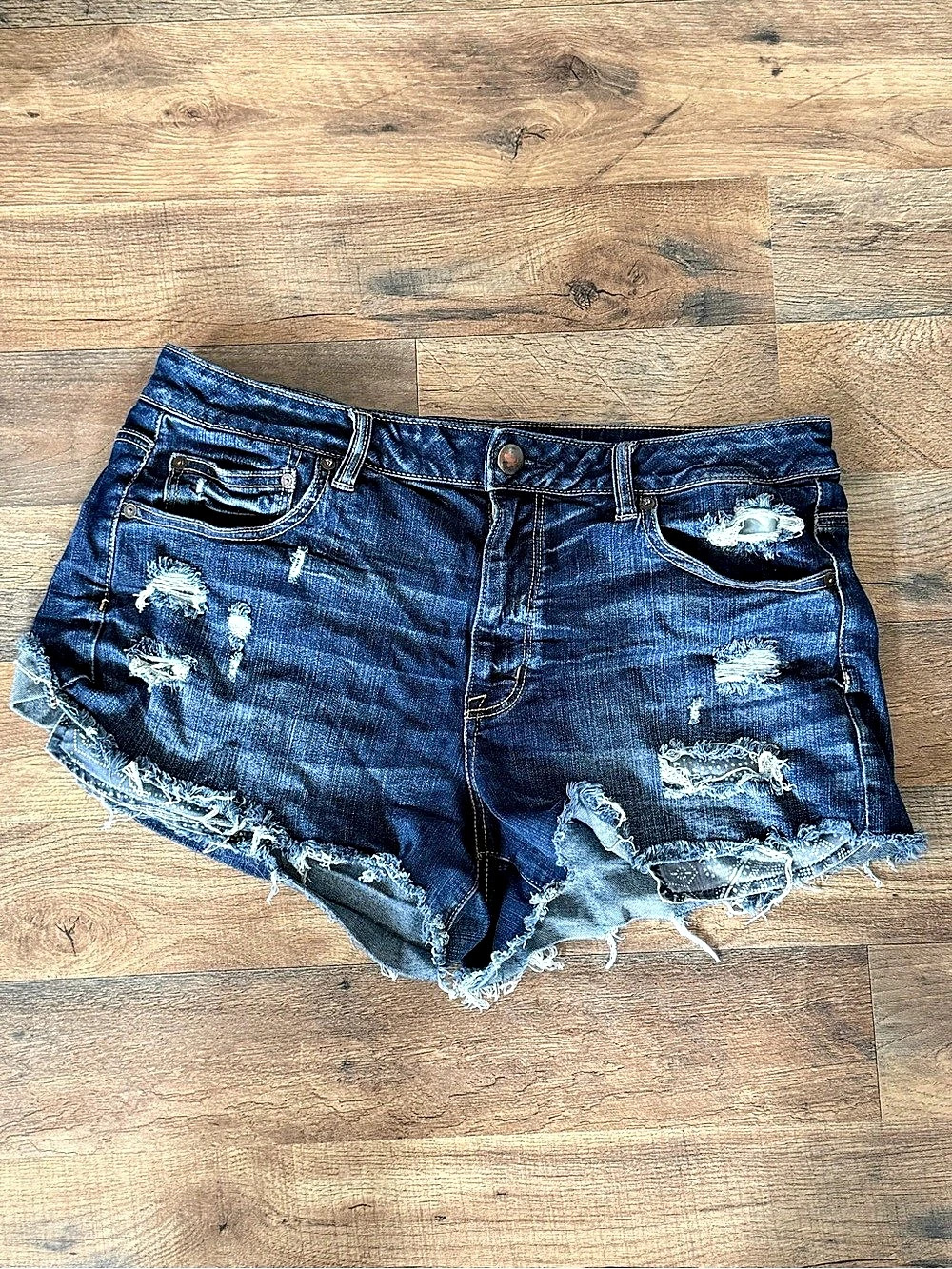 American Eagle Outfitters Hi-Rise Festival Denim Shorts Denim Jean Shorts Blue